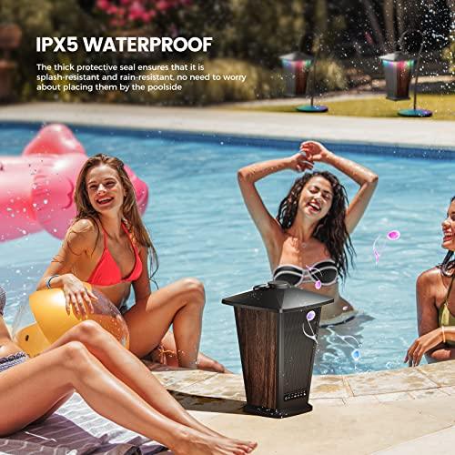 Outdoor Bluetooth Speaker Waterproof, 80W True Wireless Stereo Sound with Punchy Bass, Multi-Connect up to 100 Speakers, 4 Adjustable Modes Beat-Driven Lights, Party/Patio/Pool Side/Porch, 2 Pack - CookCave