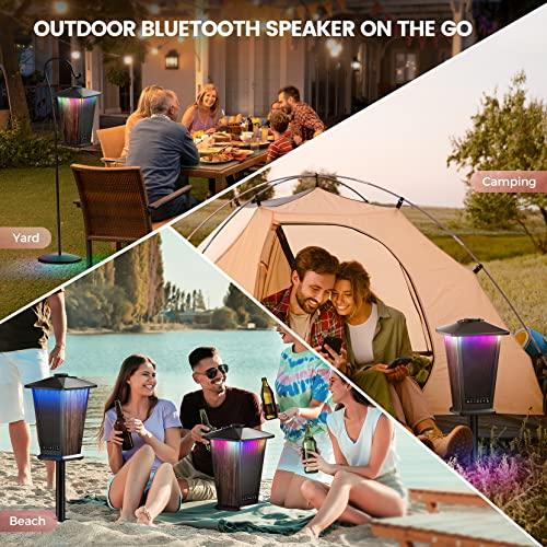 Outdoor Bluetooth Speaker Waterproof, 80W True Wireless Stereo Sound with Punchy Bass, Multi-Connect up to 100 Speakers, 4 Adjustable Modes Beat-Driven Lights, Party/Patio/Pool Side/Porch, 2 Pack - CookCave