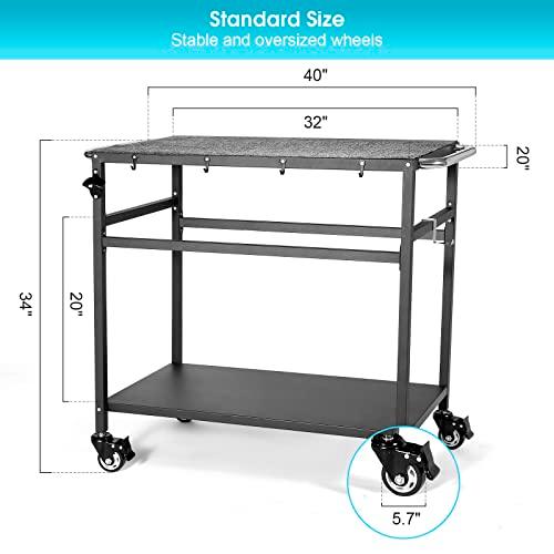 Outdoor Grill Table with Storage for Patio,Double-Shelf Movable Kitchen Cart Island Table on Wheels with Grill Mats,20" x 32" Multi-Functional Heavy Duty Kitchen BBQ Food Prep Table for Grill - CookCave