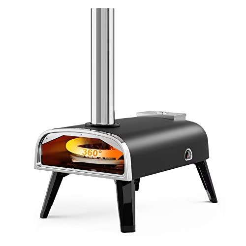 Outdoor Pizza Oven aidpiza 12" Wood Pellet Pizza Ovens With Rotatable Round Pizza Stone Portable Wood Fired with Built-in Thermometer Pizza Stove for Outside Backyard Camping Picnics - CookCave