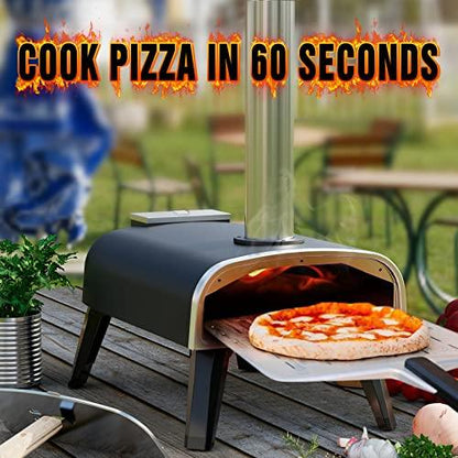 Outdoor Pizza Oven aidpiza 12" Wood Pellet Pizza Ovens With Rotatable Round Pizza Stone Portable Wood Fired with Built-in Thermometer Pizza Stove for Outside Backyard Camping Picnics - CookCave