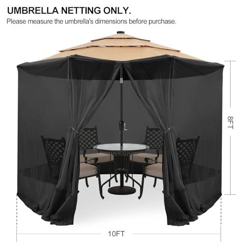 OUTDOOR WIND Upgrade 9FT-11FT Patio Umbrella Netting Black - CookCave