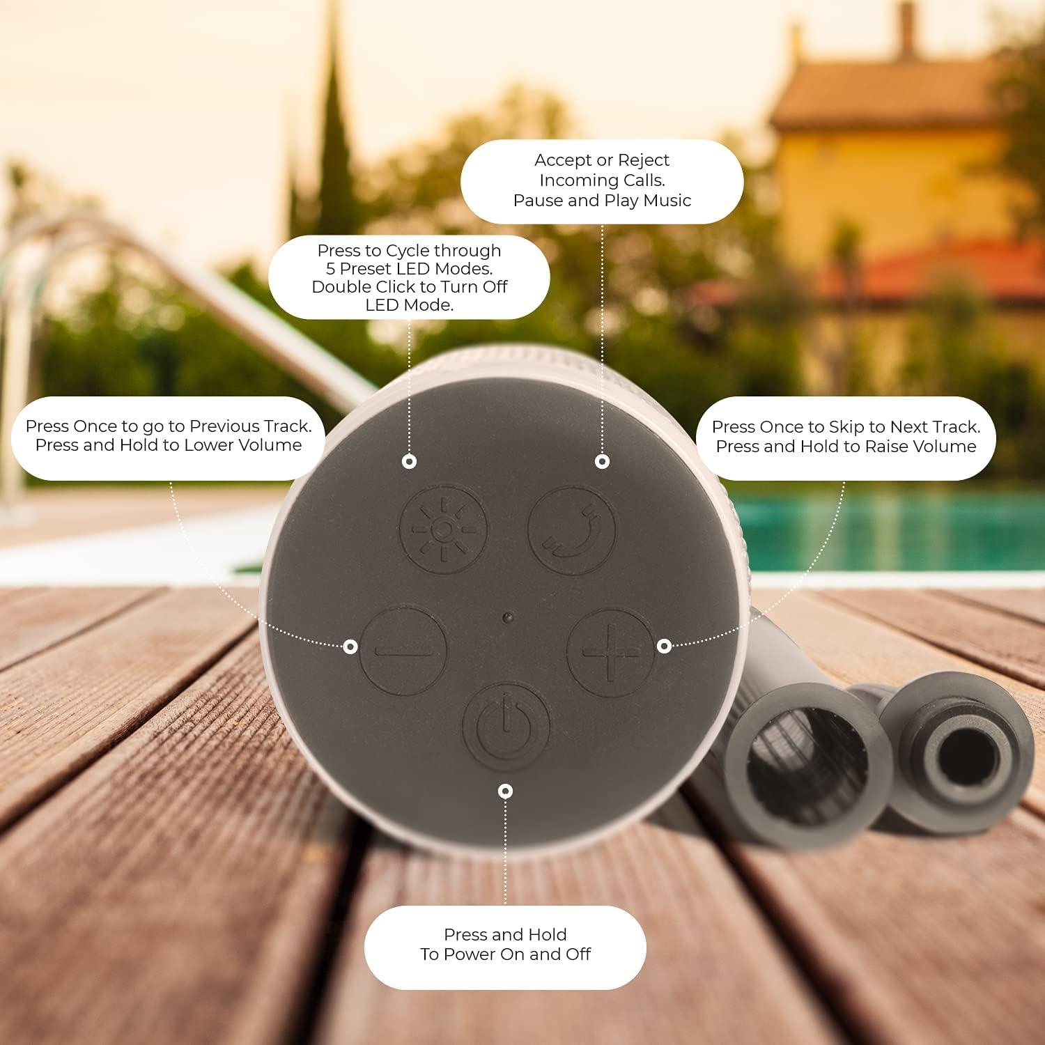 Outdoor Wireless Speaker with 10 Hour Playtime - IP66 Waterproof, Dustproof, Weatherproof Light Up Bluetooth Speaker with LED Lights and Adjustable Stake Height for Use As Outdoor Speaker - CookCave