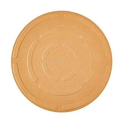 OVENTE Ceramic Flat 13 Inch Pizza Stone Set with Crust Cutter Wheel & Metal Rack/Handle, Compact Easy Storage Portable Baking Grilling Stone Thermal Shock Resistance for Oven Grill BBQ, Beige BW10132 - CookCave