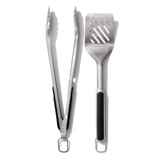 OXO Good Grips Grilling Tools, Tongs and Turner Set, Black - CookCave