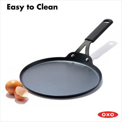 OXO Obsidian Pre-Seasoned Carbon Steel, 10" Crepe and Pancake Griddle Pan with Removable Silicone Handle Holder, Induction, Oven Safe, Black - CookCave