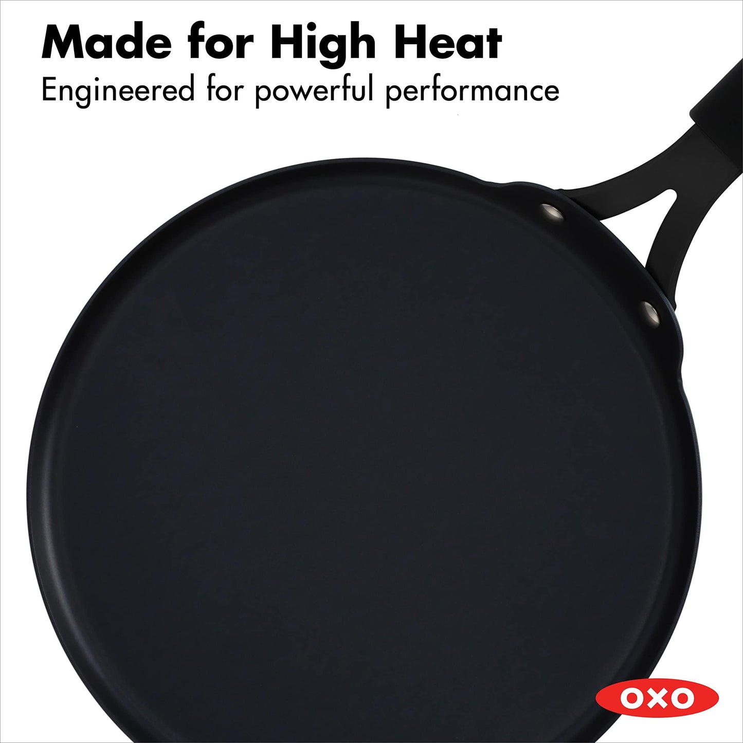 OXO Obsidian Pre-Seasoned Carbon Steel, 10" Crepe and Pancake Griddle Pan with Removable Silicone Handle Holder, Induction, Oven Safe, Black - CookCave