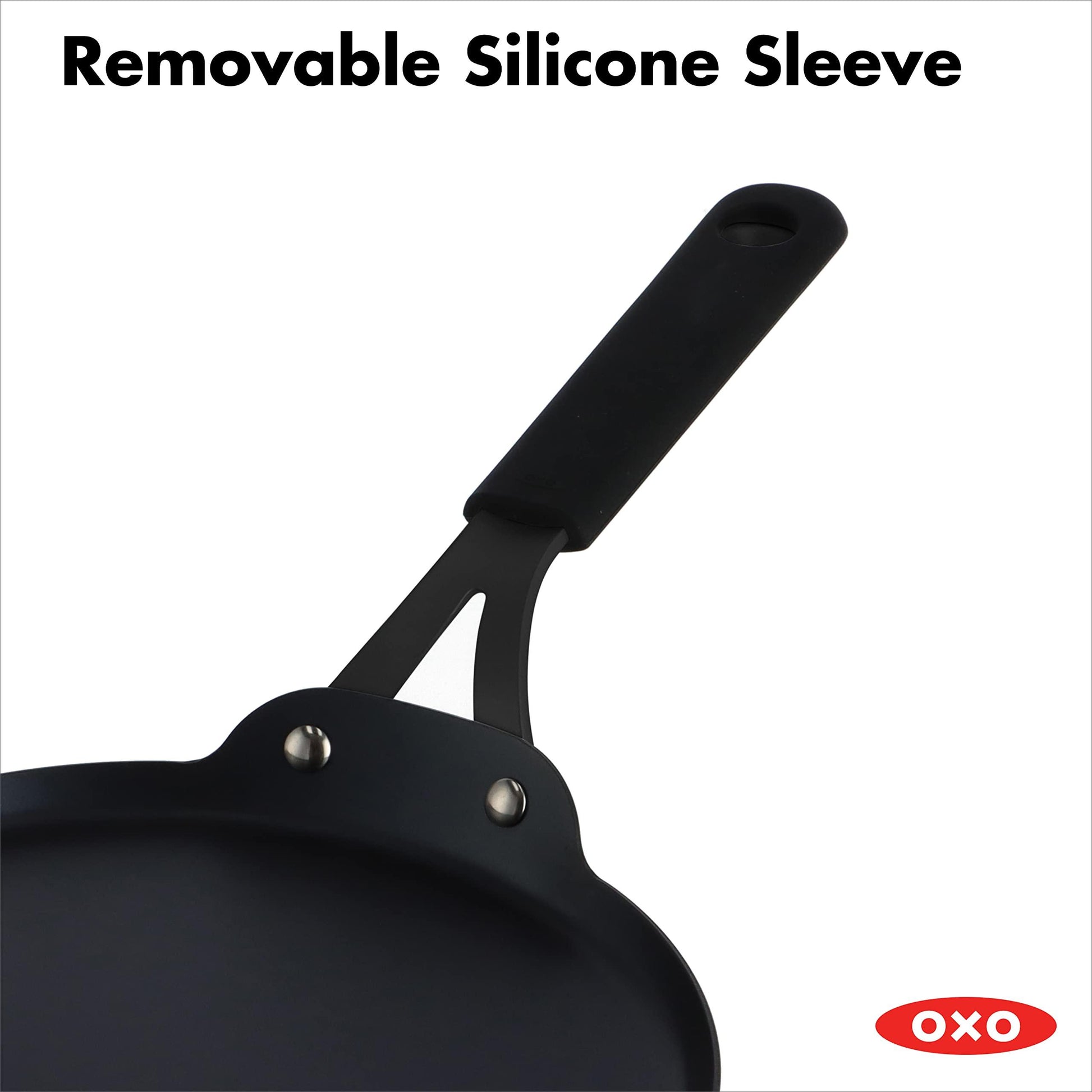 OXO Obsidian Pre-Seasoned Carbon Steel, 10" Crepe and Pancake Griddle Pan with Removable Silicone Handle Holder, Induction, Oven Safe, Black - CookCave