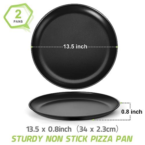 P&P CHEF 13½ Inch Pizza Pans Pack of 2, Large Pizza Pan Set for Kitchen Restaurant, Nonstick Surface Covers Stainless Steel Core, Easy Clean & Oven Safe, Common Size, Black - CookCave