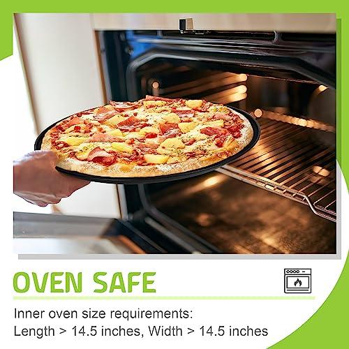 P&P CHEF 13½ Inch Pizza Pans Pack of 2, Large Pizza Pan Set for Kitchen Restaurant, Nonstick Surface Covers Stainless Steel Core, Easy Clean & Oven Safe, Common Size, Black - CookCave