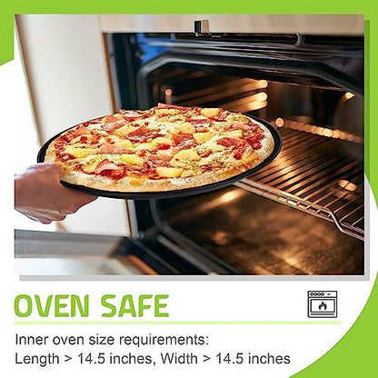 P&P CHEF 13½ Inch Pizza Pans Pack of 2, Large Pizza Pan Set for Kitchen Restaurant, Nonstick Surface Covers Stainless Steel Core, Easy Clean & Oven Safe, Common Size, Black - CookCave