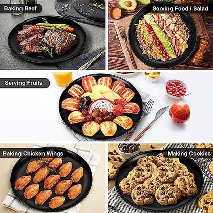 P&P CHEF 13½ Inch Pizza Pans Pack of 2, Large Pizza Pan Set for Kitchen Restaurant, Nonstick Surface Covers Stainless Steel Core, Easy Clean & Oven Safe, Common Size, Black - CookCave