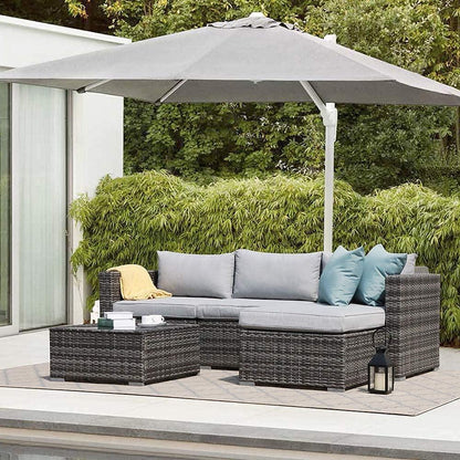 Patiorama 5 Piece Outdoor Patio Furniture Set, Sectional Conversation All-Weather Grey PE Wicker w/Light Cushions, Backyard Porch Garden Poolside Balcony Set - CookCave