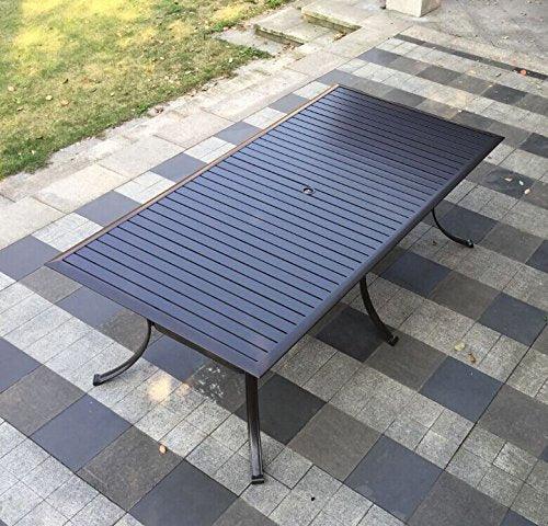 Pebble Lane Living 9pc Aluminum and Wicker Swivel and Rocking Patio Dining Set with Premium Outdoor Cushions and Umbrella - CookCave