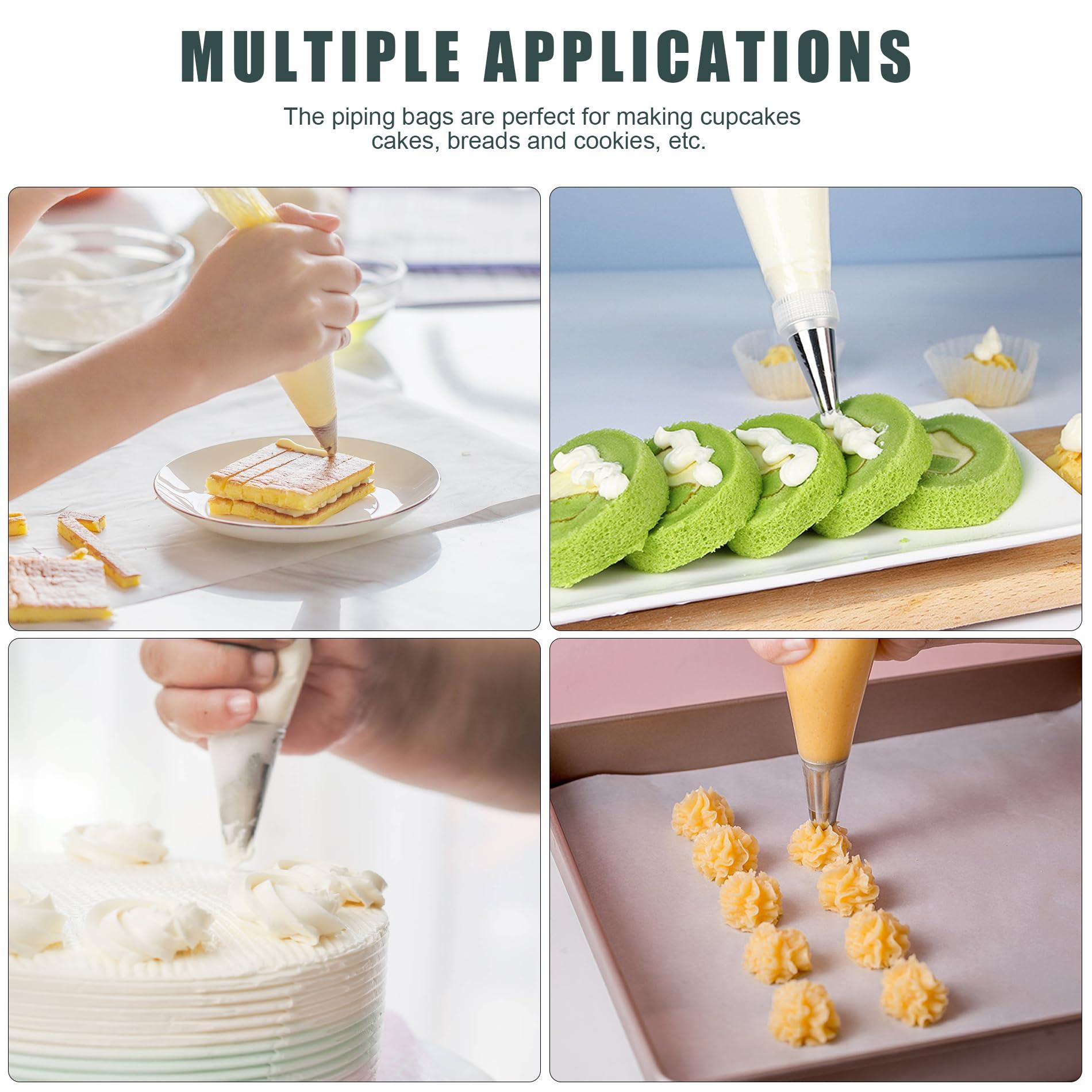 Piping Bags and Tips Set, Cakes Decorating Supplies Kit with 100pcs 12 Inch Pastry Bags, 16 Piping Tips, 3 Cake Scraper, 2 Couplers, 2 Bag Ties, Simple and Convenient Baking Supplies Set - CookCave