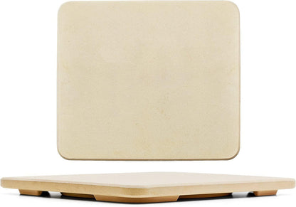 Pizza Stone - Baking Stone. SOLIDO Rectangular 14"x16" - Perfect for Oven, BBQ and Grill - CookCave