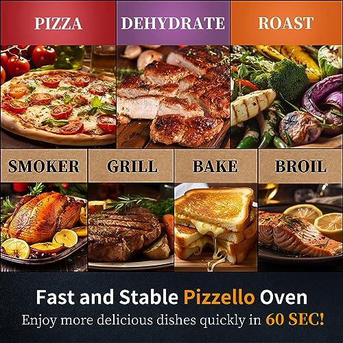 PIZZELLO 12" Outdoor Pizza Oven Propane & Wood Fired Pizza Maker Multi-Fuel Pizza Ovens with Gas Burner, Wood Tray, Stone, Pizza Peel, Cover, Forte Gas (Black) - CookCave