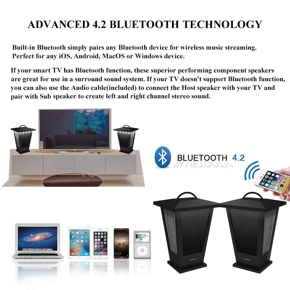 pohopa Bluetooth Speakers Waterproof, 2 Packs True Wireless Stereo Sound 20W Speakers Dual Pairing Lantern Indoor Outdoor Speakers with 20 Piece LED Lights, Rich Bass, Pinao Black - CookCave