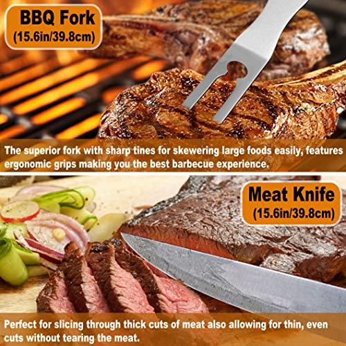 POLIGO 26PC Exclusive BBQ Grill Accessories in Aluminum Case for Birthday Christmas Grilling Gifts - Premium Grill Utensils Set with Barbecue Claws, Meat Injector, Thermometer for Smoker, Camping - CookCave