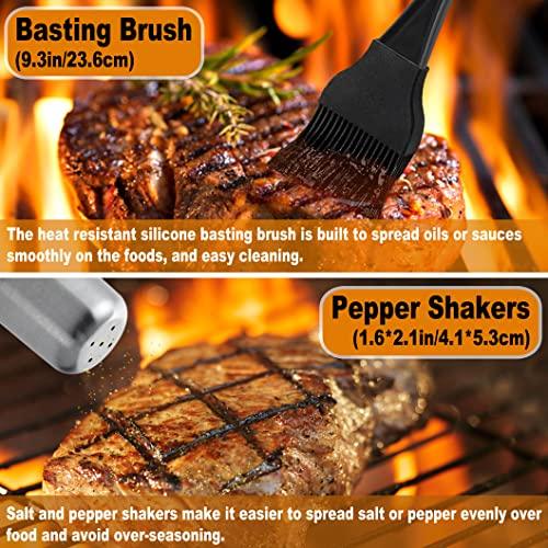 POLIGO 26PC Exclusive BBQ Grill Accessories in Aluminum Case for Birthday Christmas Grilling Gifts - Premium Grill Utensils Set with Barbecue Claws, Meat Injector, Thermometer for Smoker, Camping - CookCave