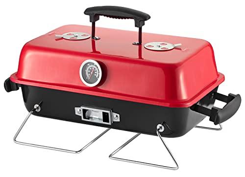Portable Charcoal Grill, Tabletop Outdoor Barbecue Smoker, Small BBQ Grill for Outdoor Cooking Backyard Camping Picnics Beach by DNKMOR RED - CookCave
