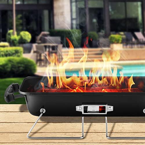 Portable Charcoal Grill, Tabletop Outdoor Barbecue Smoker, Small BBQ Grill for Outdoor Cooking Backyard Camping Picnics Beach by DNKMOR RED - CookCave