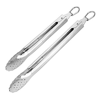 Premium 304 Stainless Steel Barbecue Turners Set, Heavy Duty Cooking Kitchen BBQ Tongs, 10" and 12" - CookCave