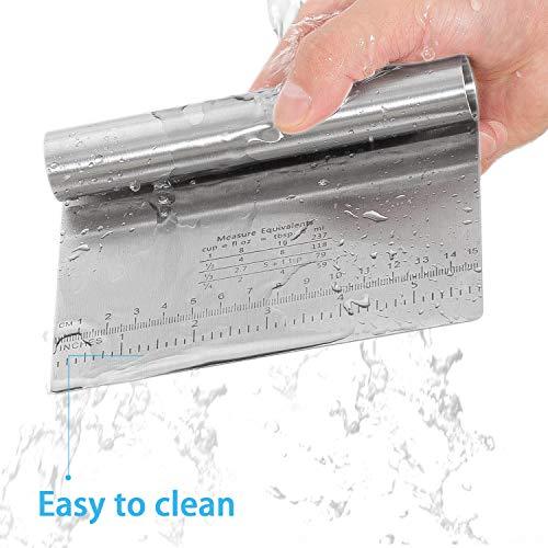 Pro Dough Pastry Scraper/Cutter/Chopper Stainless Steel Mirror Polished with Measuring Scale Multipurpose- Cake, Pizza Cutter - Pastry Bread Separator Scale Knife 2PCS - CookCave