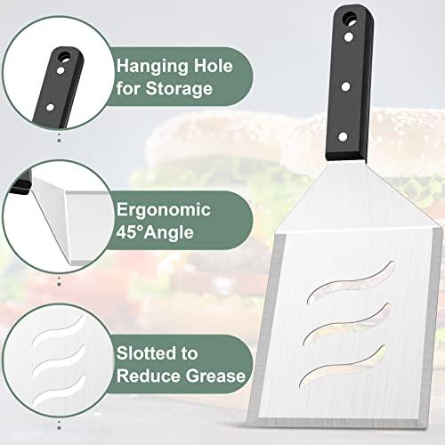 Professional Metal Burger Spatula 2PCS, Leonyo Heavy Duty Stainless Steel Griddle Hamburger Spatula Turner, for Barbecue Cast Iron Grilling Flat Top Griddle Accessories, Dishwasher Safe, Smash Burger - CookCave