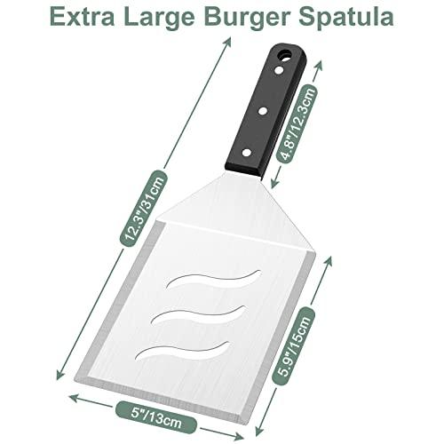 Professional Metal Burger Spatula 2PCS, Leonyo Heavy Duty Stainless Steel Griddle Hamburger Spatula Turner, for Barbecue Cast Iron Grilling Flat Top Griddle Accessories, Dishwasher Safe, Smash Burger - CookCave