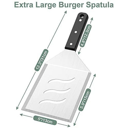 Professional Metal Burger Spatula 2PCS, Leonyo Heavy Duty Stainless Steel Griddle Hamburger Spatula Turner, for Barbecue Cast Iron Grilling Flat Top Griddle Accessories, Dishwasher Safe, Smash Burger - CookCave