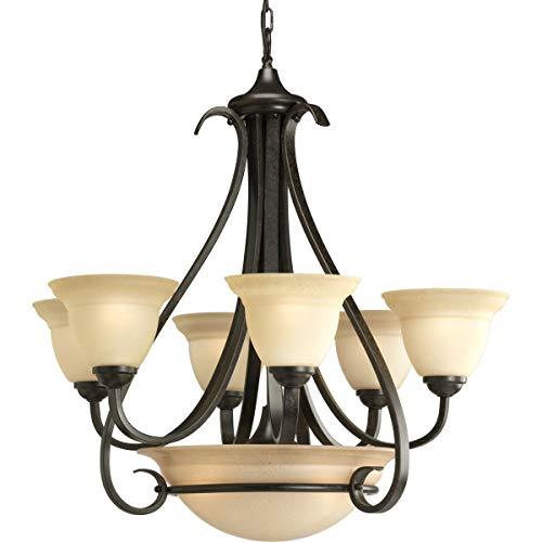 Progress Lighting P4417-77 6-Light Two-Tier Torino Chandelier, Forged Bronze - CookCave