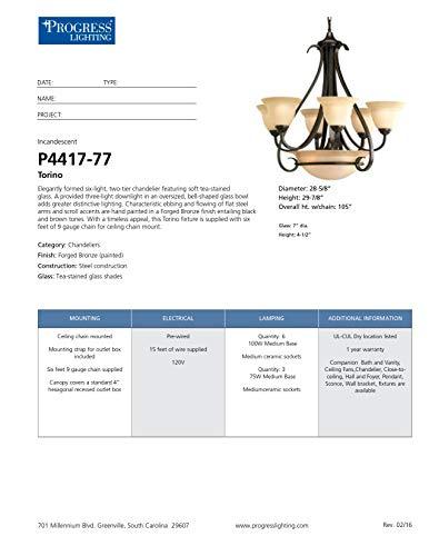 Progress Lighting P4417-77 6-Light Two-Tier Torino Chandelier, Forged Bronze - CookCave