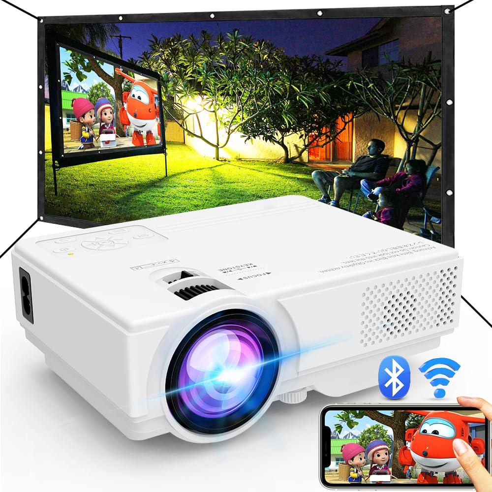 Projector with WiFi and Bluetooth, 2023 Upgrade 9500L Outdoor Projector, Mini Movie Projector Supports 1080P Synchronize Smartphone Screen by WiFi/USB Cable for Home Entertainment - CookCave