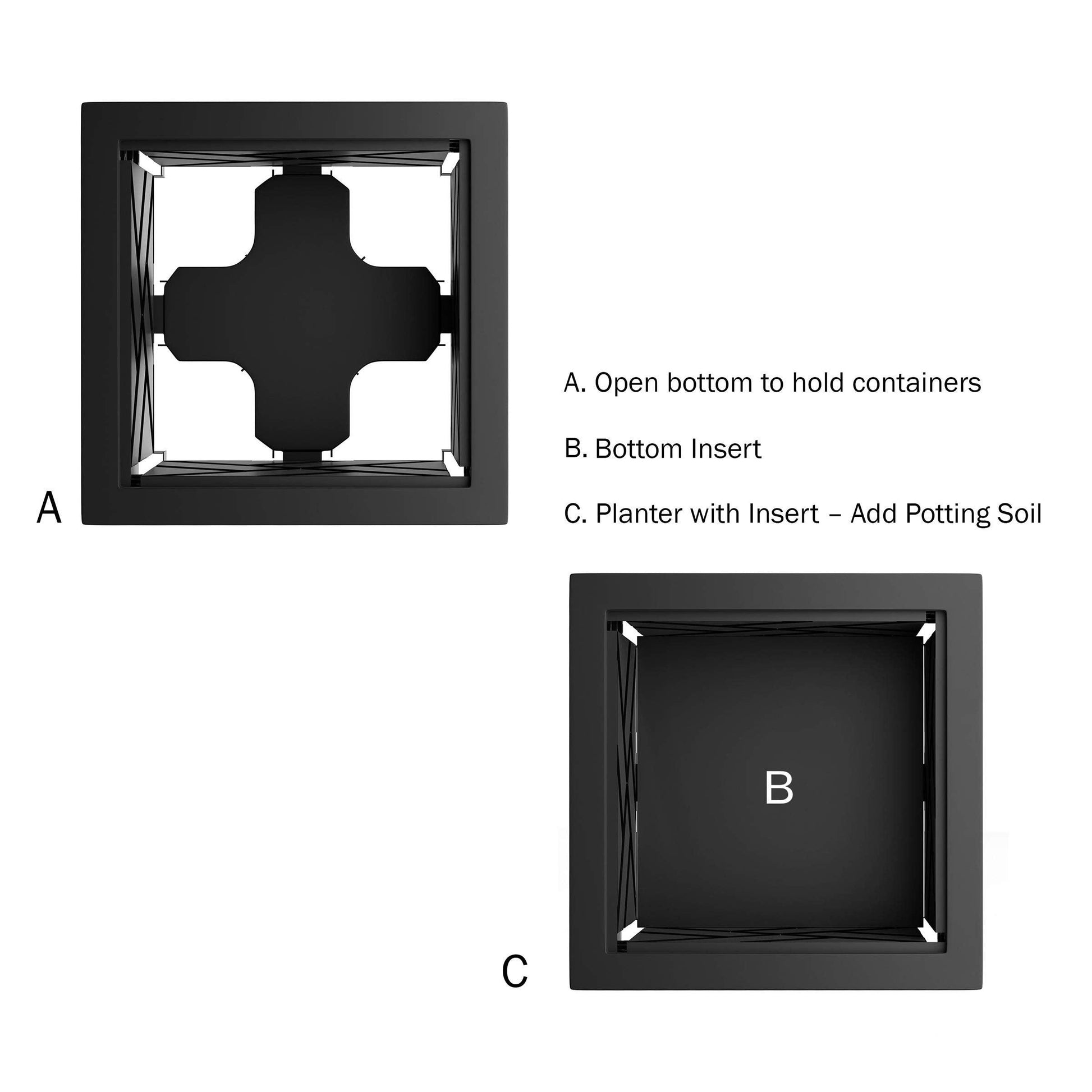 Pure Garden Lattice Design Planter Box – 14.75-Inch-Square Decorative Outdoor Flower or Plant Pot – Front Porch, Patio, and Garden Decor (Black) - CookCave
