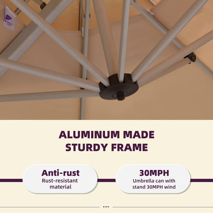 PURPLE LEAF 10' X 13' Patio Umbrella Outdoor Rectangle Umbrella Large Cantilever Umbrella Windproof Offset Umbrella Heavy Duty Sun Umbrella for Garden Deck Pool Patio, Beige - CookCave