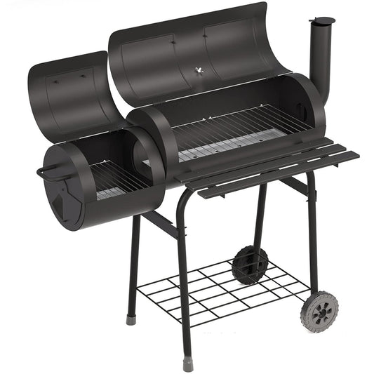 Qingluan Outdoor BBQ Grill Charcoal Grill Barbecue Grill with Offset Smoker,BBQ Smoker Grill with Professional Thermometer and Adjustable Damper,for Outdoor Backyard, Black - CookCave