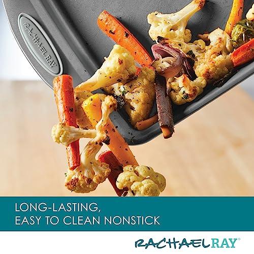 Rachael Ray Nonstick Bakeware Set with Grips, Nonstick Cookie Sheets / Baking Sheets - 3 Piece, Gray with Sea Salt Gray Grips - CookCave