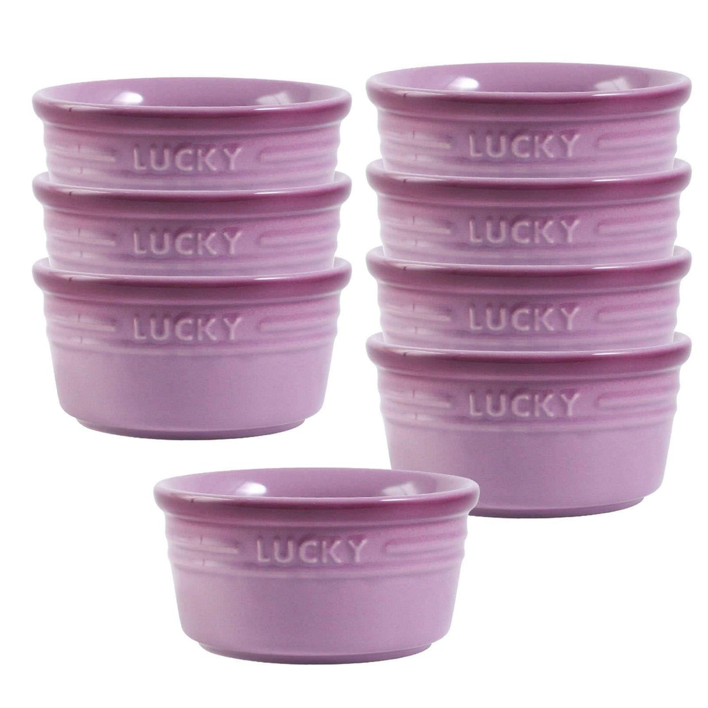 Ramekins 8 Oz Oven Safe, Creme Brulee Ramekins, Souffle Cups, Souffle Dishes For Oven-Purple-Set of 8 - CookCave