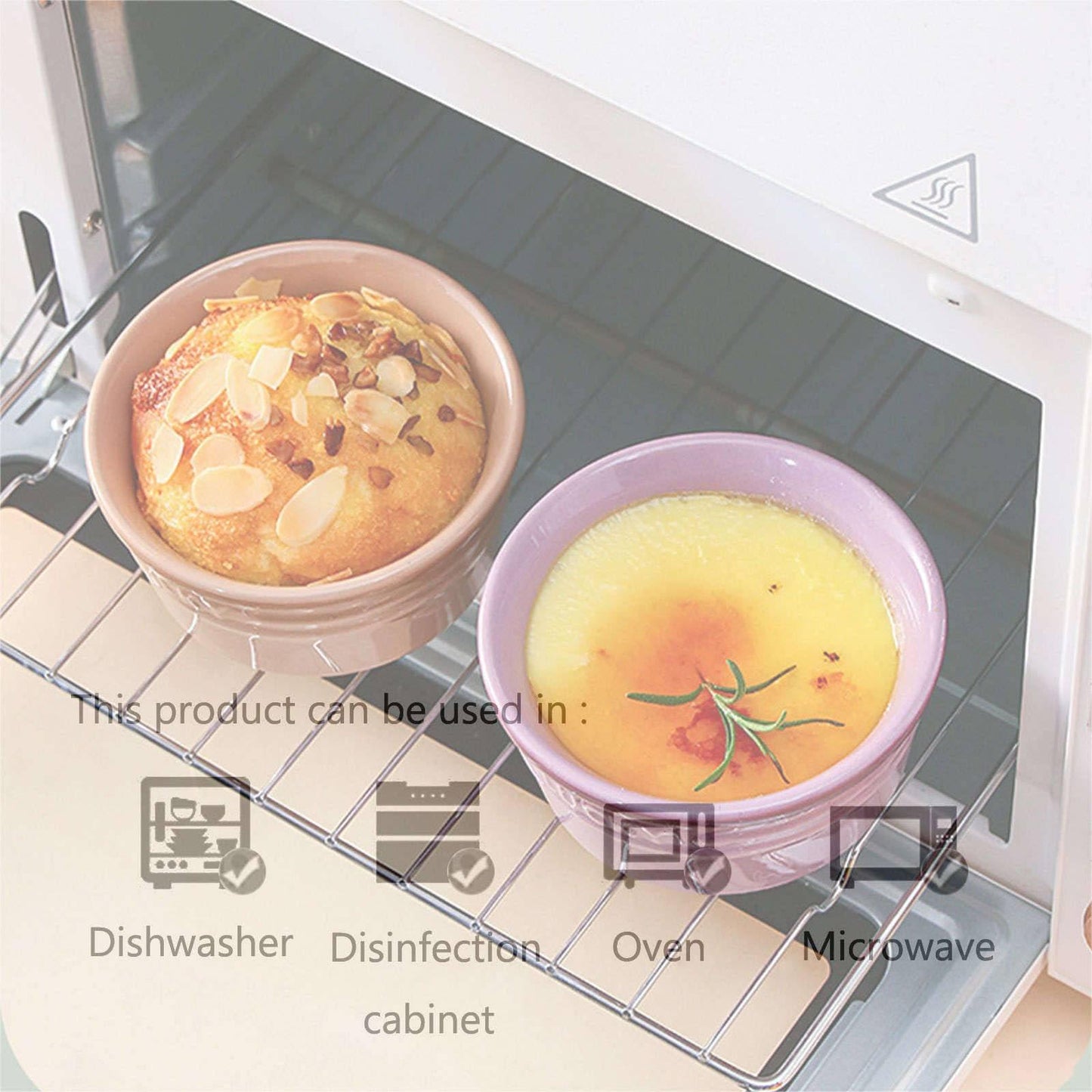 Ramekins 8 Oz Oven Safe, Creme Brulee Ramekins, Souffle Cups, Souffle Dishes For Oven-Purple-Set of 8 - CookCave