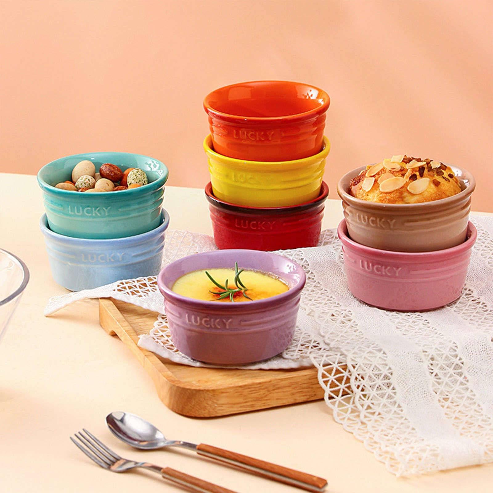 Ramekins 8 Oz Oven Safe, Creme Brulee Ramekins, Souffle Cups, Souffle Dishes For Oven-Purple-Set of 8 - CookCave