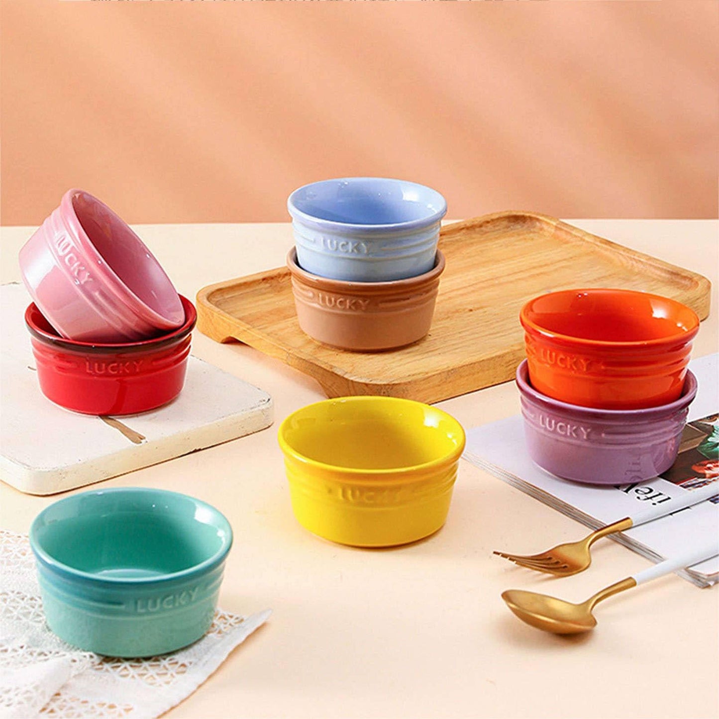 Ramekins 8 Oz Oven Safe, Creme Brulee Ramekins, Souffle Cups, Souffle Dishes For Oven-Purple-Set of 8 - CookCave