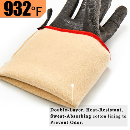 RAPICCA BBQ Gloves,14IN 932℉ Heat Resistant For Smoker/Cooking/Pit/Barbecue,Textured Palm Handle Greasy Food on Your Fryer/Grill/Oven Without Slip,Waterproof,Oil Resistant,Very Easy to Clean(XL) - CookCave