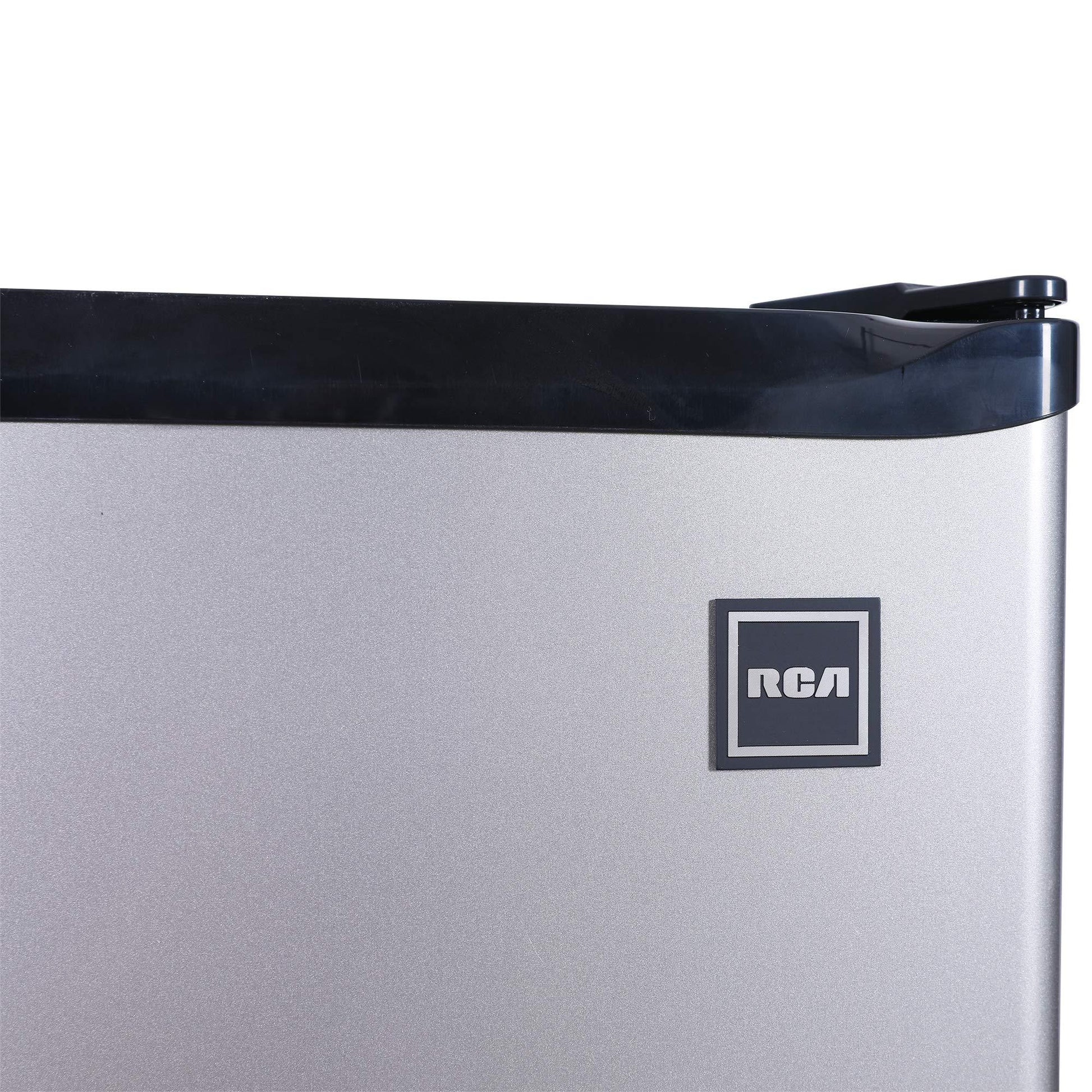 RCA RFR322 Mini Refrigerator, Compact Freezer Compartment, Adjustable Thermostat Control, Reversible Door, Ideal Fridge for Dorm, Office, Apartment, Platinum Stainless, 3.2 Cubic Feet - CookCave