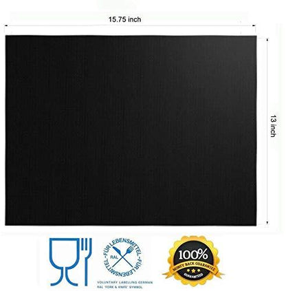 RENOOK Grill Mat Set of 6 - 100% Non-Stick Reusable Mats for Gas, Charcoal or Electric Grills - Easy to Clean - 15.75 x 13-Inch, Black - CookCave