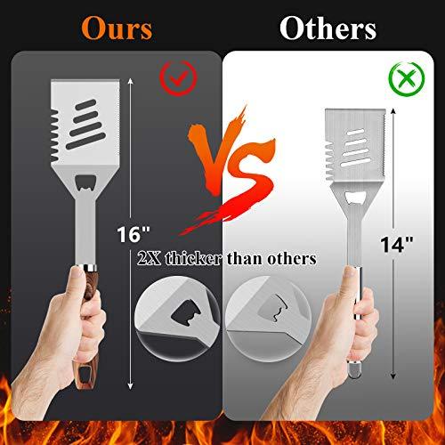 ROMANTICIST 27pcs Heavy Duty BBQ Tools Gift Set for Men Dad, Extra Thick Stainless Steel Grill Utensils with Meat Claws, Grilling Accessories Kit in Portable Carrying Bag for Camping, Backyard Brown - CookCave