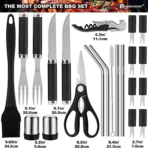 ROMANTICIST 35PCS Barbecue Tool Set with Storage Bag - Portable Grill Tool Kit - Professional BBQ Set for Outdoor Cooking and Camping Grill Accessories Sets - CookCave