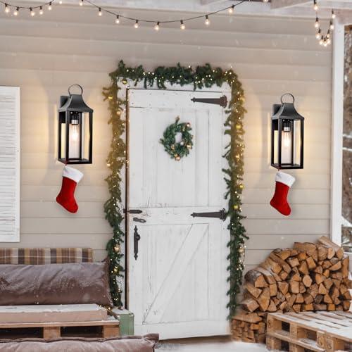 Roravilila Large Outdoor Light Fixture 17 Inch, Porch Light with Cylindrical Clear Glass Exterior Light Fixture Modern, Outdoor Patio Wall Light for Porch Outside Wall Lantern IP65, Matte Black - CookCave