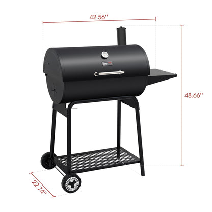 Royal Gourmet CC1830 30 Barrel Charcoal Grill with Side Table, 627 Square Inches, Outdoor Backyard, Patio and Parties, Black - CookCave