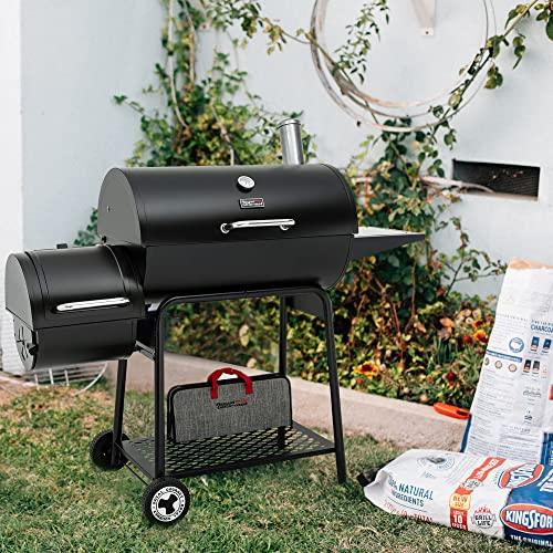 Royal Gourmet CC1830M 30-Inch Barrel Charcoal Grill with Offset Smoker, 811 Square Inches, Outdoor Backyard, Patio and Parties, Black, Large - CookCave